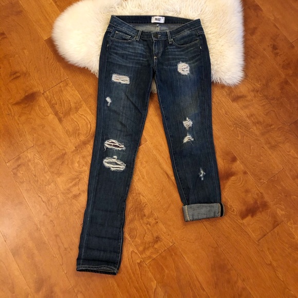 PAIGE Jimmy Jimmy Skinny Distressed Boyfriend Jeans in Riot - Picture 3 of 9
